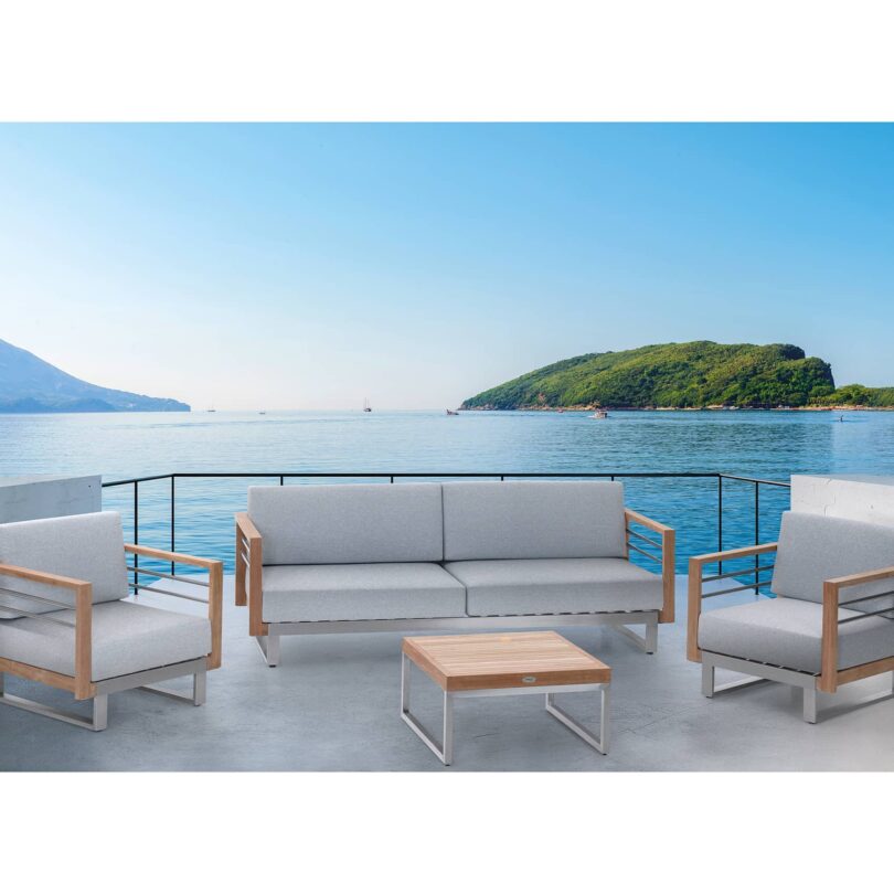 Lounge-Set Teak-Edelstahl Barbados – Bild 7