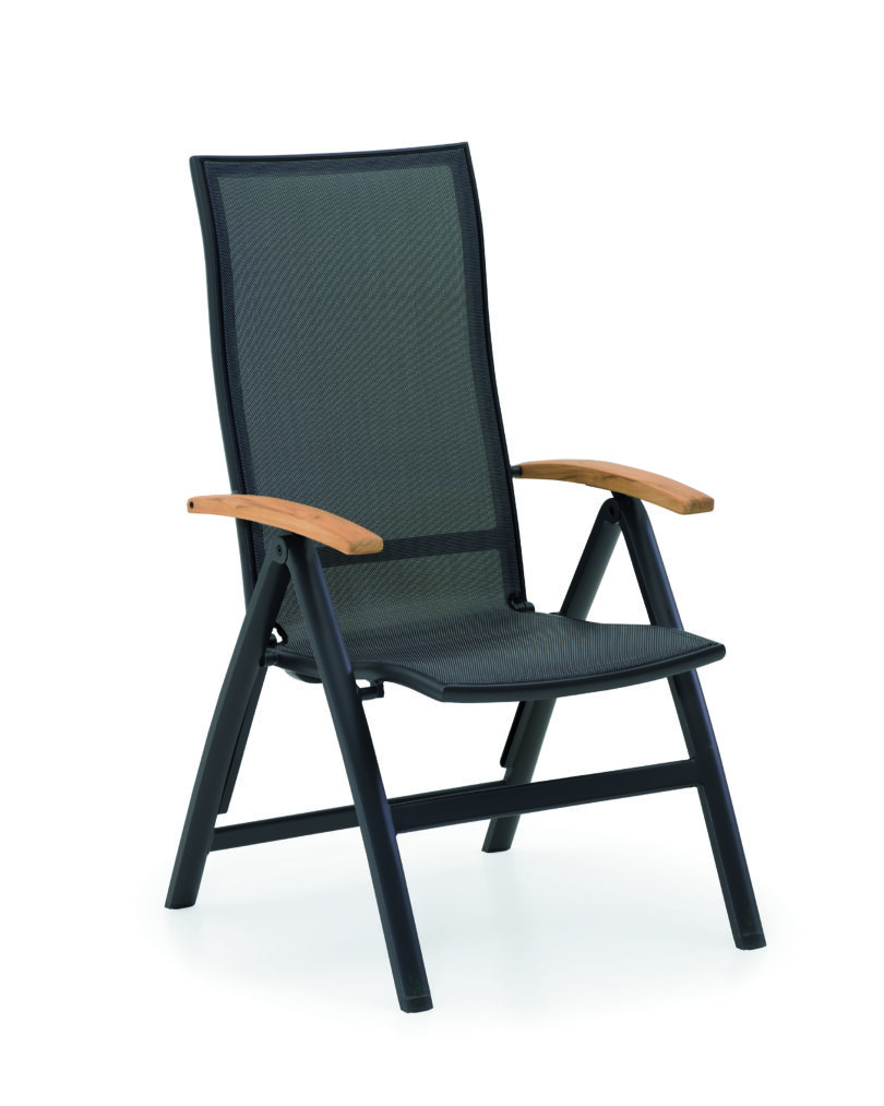 Alu-Textil-Sessel Venedig mit Teakarmlehne verstellbar