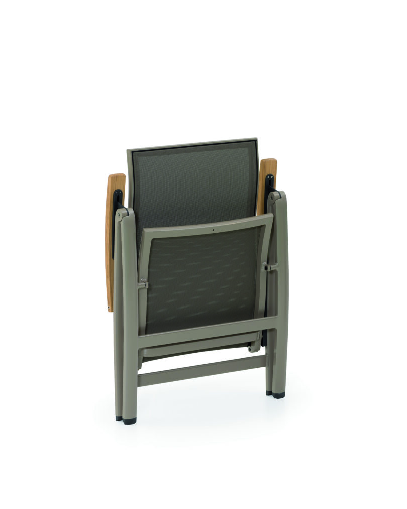 Alu-Textil-Sessel Venedig mit Teakarmlehne verstellbar – Bild 2